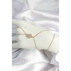 316L Çelik Zincirli Gold Renk Zirkon Taşlı Şahmeran