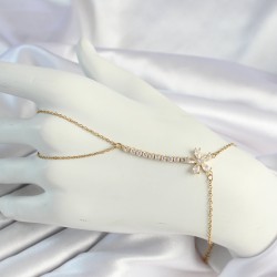 316L Çelik Gold Renk Zincirli Zirkon Taşlı Çiçek Figürlü Şahmeran