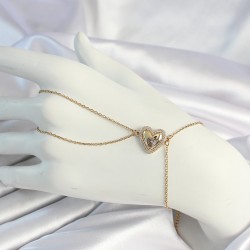 316L Çelik Zincirli Gold Renk Kalp Figürlü Şahmeran