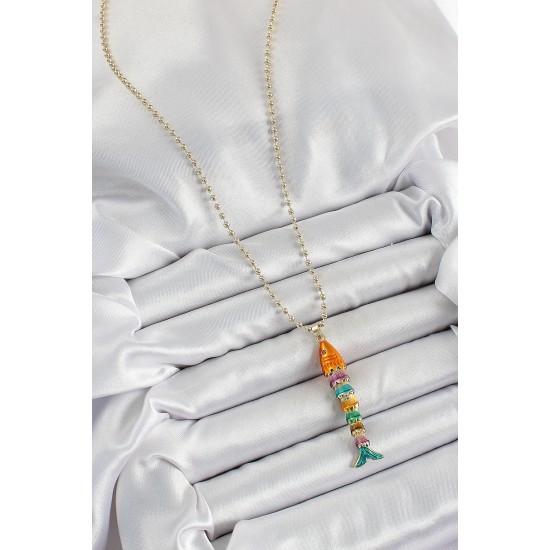 Pirinç Rainbow Balık Model Zirkon Taşlı Gold Renk Kadın Kolye Pirinç Rainbow Balık Model Zirkon Taşlı Gold Renk Kadın Kolye