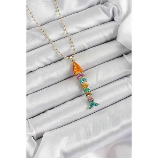 Pirinç Rainbow Balık Model Zirkon Taşlı Gold Renk Kadın Kolye Pirinç Rainbow Balık Model Zirkon Taşlı Gold Renk Kadın Kolye