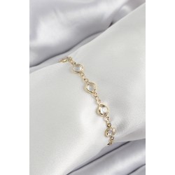 Pirinç Gold Renk Zirkon Taşlı Kadın Bileklik
