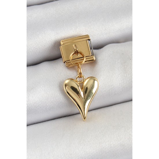 316L Çelik Sallantılı Kalp Model Gold Renk Nomination Charm 316L Çelik Sallantılı Kalp Model Gold Renk Nomination Charm