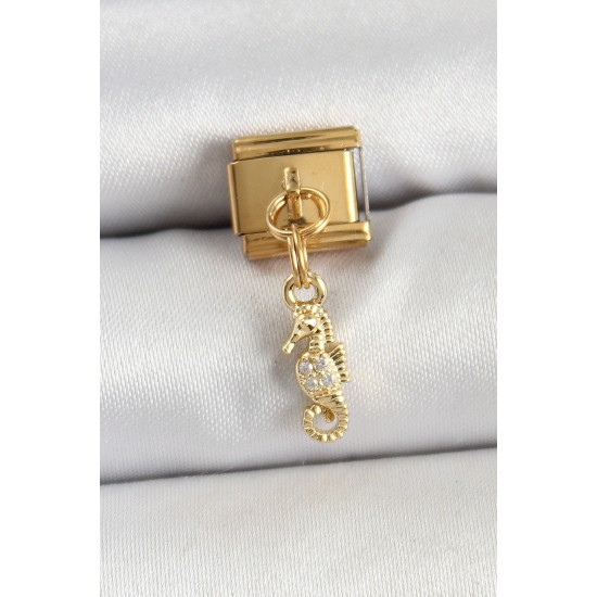 316L Çelik Sallantılı Zirkon Taşlı Çiçek Model Gold Renk Nomination Charm 316L Çelik Sallantılı Zirkon Taşlı Çiçek Model Gold Renk Nomination Charm