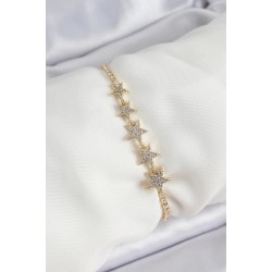 Pirinç Gold Renk Yıldız Model Kadın Bileklik