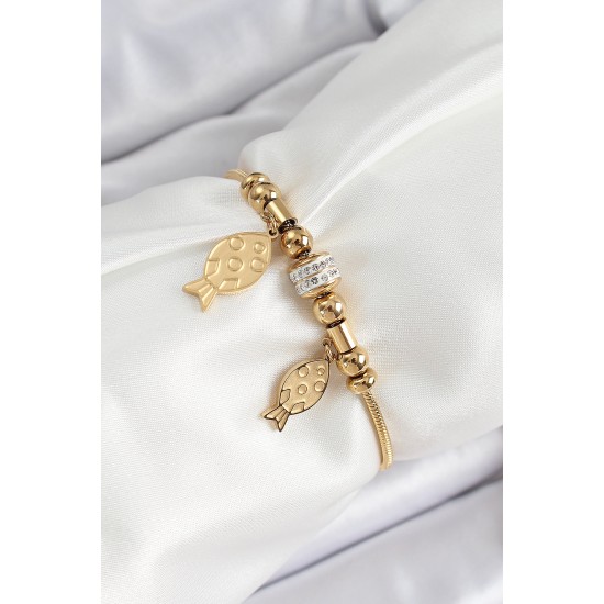 316L Çelik Gold Renk Balık Model Kadın Bileklik 316L Çelik Gold Renk Balık Model Kadın Bileklik