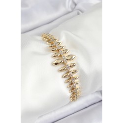 Pirinç Kurşun Model Zirkon Taşlı Gold Renk VİP Seri Kadın Bileklik