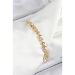 Pirinç Sıralı Ok Model Zirkon Taşlı Gold Renk VİP Seri Kadın Bileklik