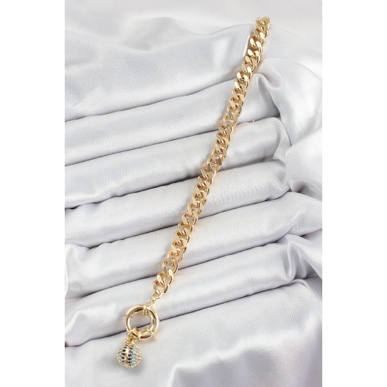 Pirinç Nazar Model Zirkon Taşlı Gold Renk VİP Seri Kadın Bileklik Pirinç Nazar Model Zirkon Taşlı Gold Renk VİP Seri Kadın Bileklik