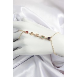 Pirinç  Renkli Zirkon Taşlı Y Model Gold Renk Kadın Şahmeran