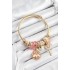 316L Çelik Pembe Zirkon Taşlı Baykuş Arı Ve Anahtar Model Gold Renk Charm Bileklik