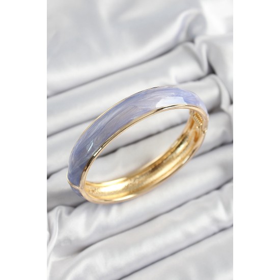 Pirinç Mavi Mor Mineli Mermer Desen Model Gold Renk Kadın Kelepçe Pirinç Mavi Mor Mineli Mermer Desen Model Gold Renk Kadın Kelepçe