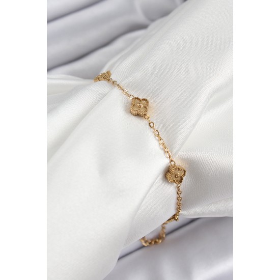 316L Çelik Yonca Model Gold Renk Kadın Bileklik 316L Çelik Yonca Model Gold Renk Kadın Bileklik
