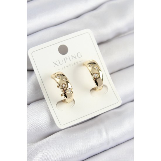 Xuping Zirkon Taşlı Halka Model Gold Renk Kadın Küpe Xuping Zirkon Taşlı Halka Model Gold Renk Kadın Küpe