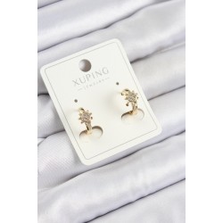Xuping Zirkon Taşlı Çiçek Model Gold Renk Kadın Küpe