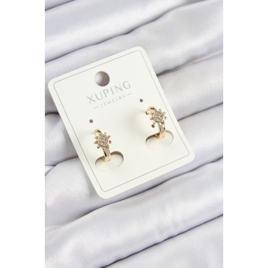 Xuping Zirkon Taşlı Çiçek Model Gold Renk Kadın Küpe Xuping Zirkon Taşlı Çiçek Model Gold Renk Kadın Küpe