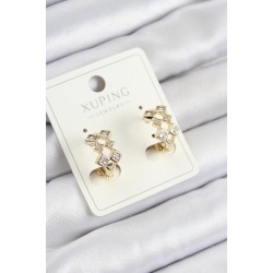 Xuping Zirkon Taşlı Baklava Model Gold Renk Kadın Küpe
