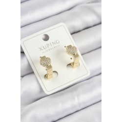Xuping Zirkon Taşlı Kalp Model Gold Renk Kadın Küpe