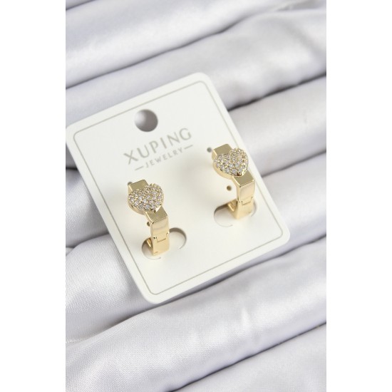 Xuping Zirkon Taşlı Kalp Model Gold Renk Kadın Küpe Xuping Zirkon Taşlı Kalp Model Gold Renk Kadın Küpe
