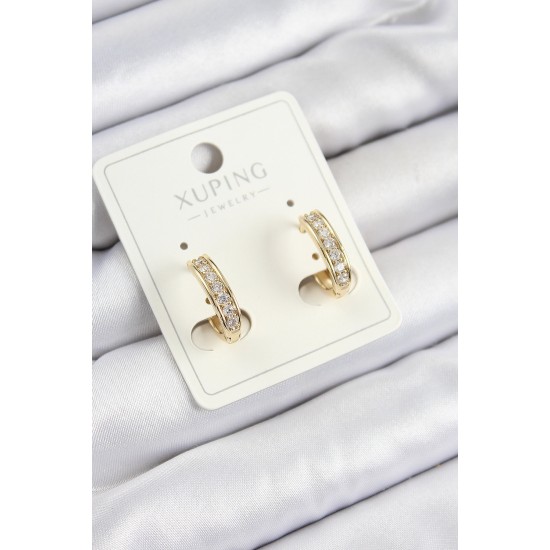 Xuping Zirkon Taşlı Halka Model Gold Renk Kadın Küpe Xuping Zirkon Taşlı Halka Model Gold Renk Kadın Küpe