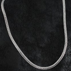 316L Çelik İşlemeli Ezme Zincir Model Gümüş Renk Erkek Kolye