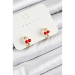 Pirinç Kiraz Model Gold Renk Çocuk Küpe