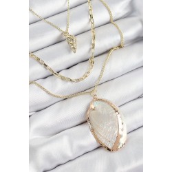 Pirinç Çoklu Zincirli İstiridye Model Gold Renk Kadın Kolye