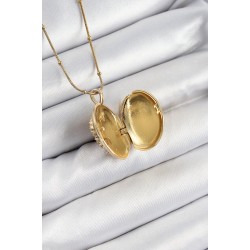 316L Çelik Zincir Açılabilir Anka Kuşu Model Zirkon Taşlı Gold Renk Kadın Kolye