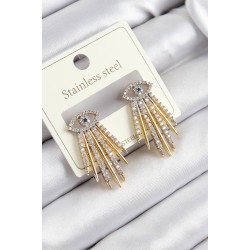 316L Çelik Zirkon Taşlı Göz Model Gold Renk Kadın Küpe