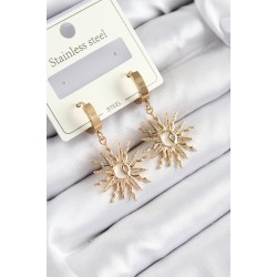316L Çelik Zirkon Taşlı Sallantılı Güneş Model Gold Renk Kadın Küpe