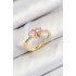 Pirinç Zirkon Taşlı Pembe Kalp Model Gold Renk Kadın Yüzük