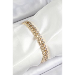 Xuping Pirinç Zirkon Taşlı Çift Görünümlü Model Gold Renk Kadın Bileklik