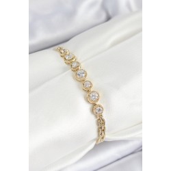 Xuping Pirinç Sıralı Daire Baget Model Gold Renk Kadın Bileklik