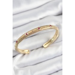Pirinç Renkli Zirkon Taşlı Vintage Model Gold Renk Kadın Kelepçe