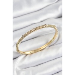 Pirinç Zirkon Taşlı Vintage Model Gold Renk Kadın Kelepçe