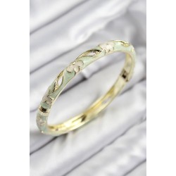 Mineli Pirinç Çiçek Motifli Gold Renk Kadın Kelepçe