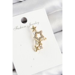 Pirinç Zirkon Taşlı Yıldız Model Gold Renk Sağ Kıkırdak Küpe