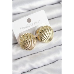 Pirinç İstiridye Model Gold Renk Kadın Küpe