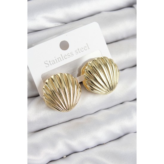 Pirinç İstiridye Model Gold Renk Kadın Küpe Pirinç İstiridye Model Gold Renk Kadın Küpe