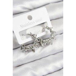 Pirinç Kıvrımlı Halka Model Gümüş Renk Kadın Küpe