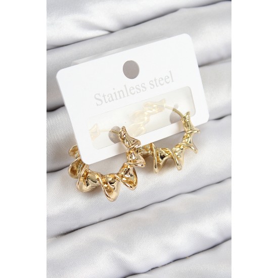 Pirinç Kıvrımlı Halka Model Gold Renk Kadın Küpe Pirinç Kıvrımlı Halka Model Gold Renk Kadın Küpe