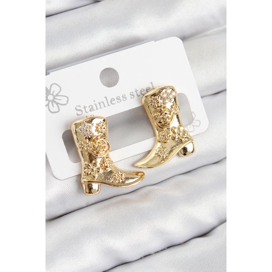 Pirinç Çizme Model Gold Renk Kadın Küpe Pirinç Çizme Model Gold Renk Kadın Küpe