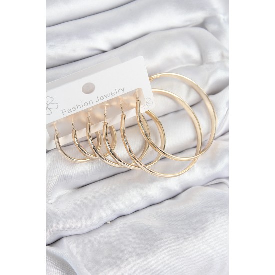 Pirinç Halka Model Gold Renk Kadın Set Küpe Pirinç Halka Model Gold Renk Kadın Set Küpe