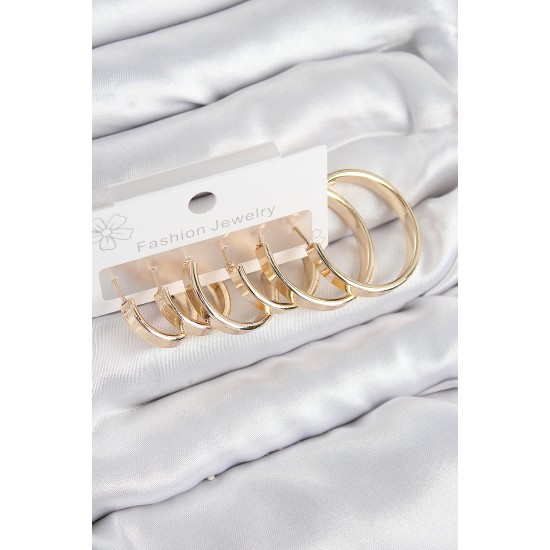 Pirinç Halka Model Gold Renk Kadın Set Küpe Pirinç Halka Model Gold Renk Kadın Set Küpe