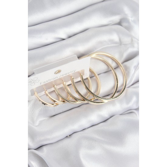 Pirinç Halka Model Gold Renk Kadın Set Küpe Pirinç Halka Model Gold Renk Kadın Set Küpe