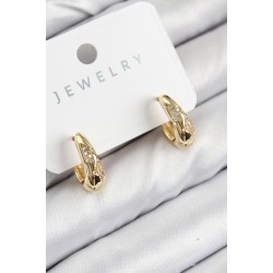 Pirinç Zirkon Taş Desenli Model Gold Renk Kadın Küpe