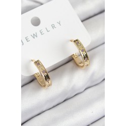 Pirinç Zirkon Taşlı Halka Model Gold Renk Kadın Küpe