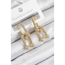 Pirinç Zirkon Taşlı Tifany Model Gold Renk Kadın Küpe