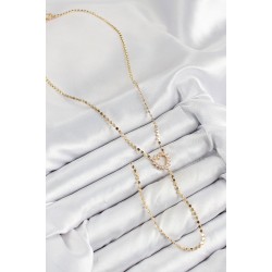 Pirinç Zirkon Taşlı Ezme Zincirli Kalp Model Gold Renk Y Kolye