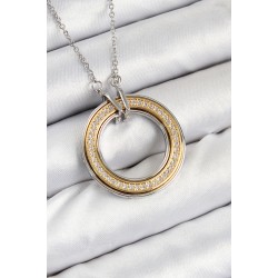 316L Çelik Zirkon Taşlı Dönen Daire Model Gold Ve Gümüş Renk Kadın Kolye